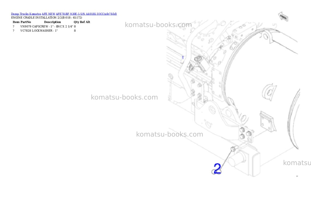 Komatsu AFE78-BF 930E-5 S/N A40185 IOCC Parts catalog cover Page 9