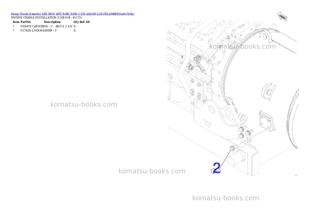 Komatsu AFE78-BH 930E-5 S/N A40200 LOS PELAMBRES Parts catalog cover Page 6 Komatsu AFE78-BH 930E-5 S/N A40200 LOS PELAMBRES Parts catalog cover Page 6