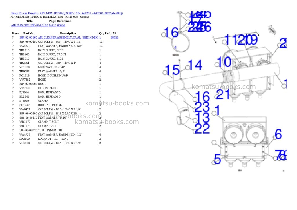 Komatsu AFE78-BJ 930E-5 S/N A40201 - A40202 IOCC Parts catalog cover Page 4