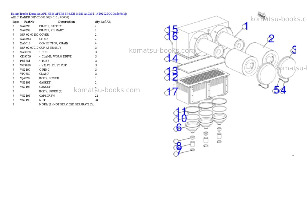 Komatsu AFE78-BJ 930E-5 S/N A40201 - A40202 IOCC Parts catalog cover Page 5