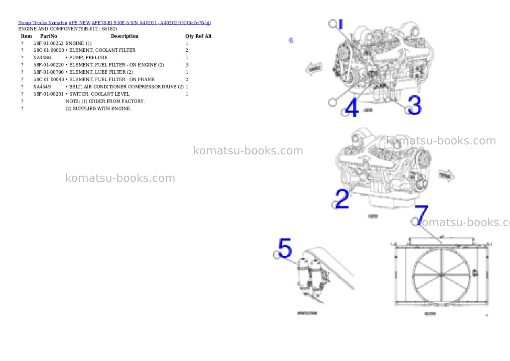 Komatsu AFE78-BJ 930E-5 S/N A40201 - A40202 IOCC Parts catalog cover Page 6