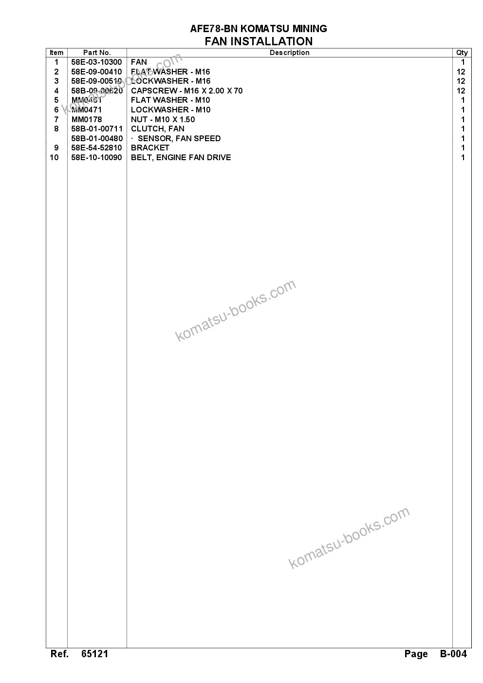 Komatsu AFE78-BN 930E-5 S/N A40219 - A40220 BOLIDEN Parts catalog cover Page 7