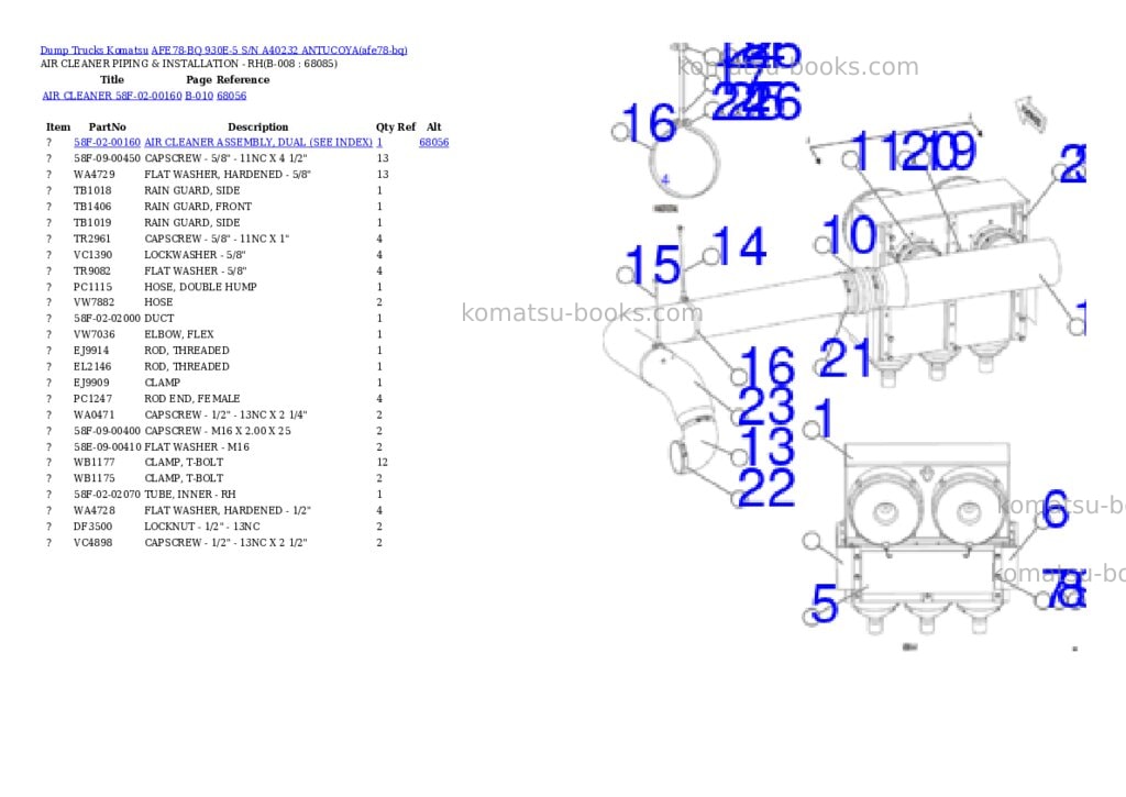 Komatsu AFE78-BQ 930E-5 S/N A40232 ANTUCOYA Parts catalog cover Page 4