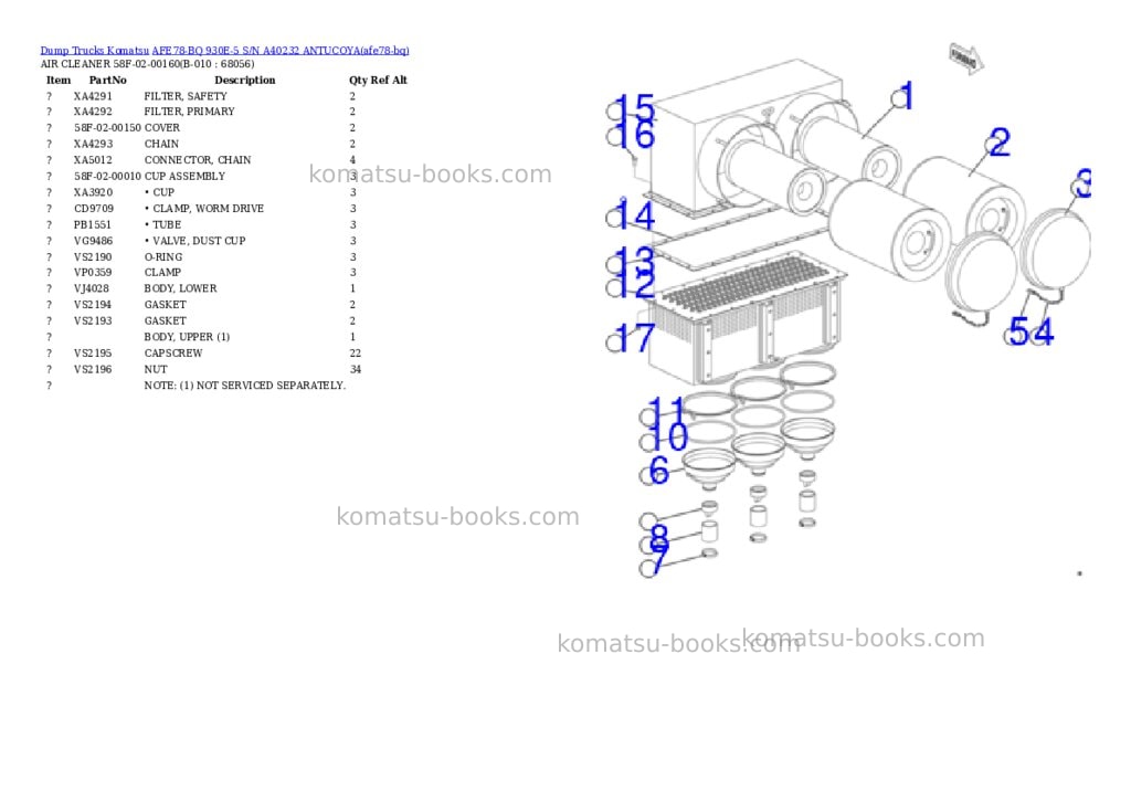 Komatsu AFE78-BQ 930E-5 S/N A40232 ANTUCOYA Parts catalog cover Page 5