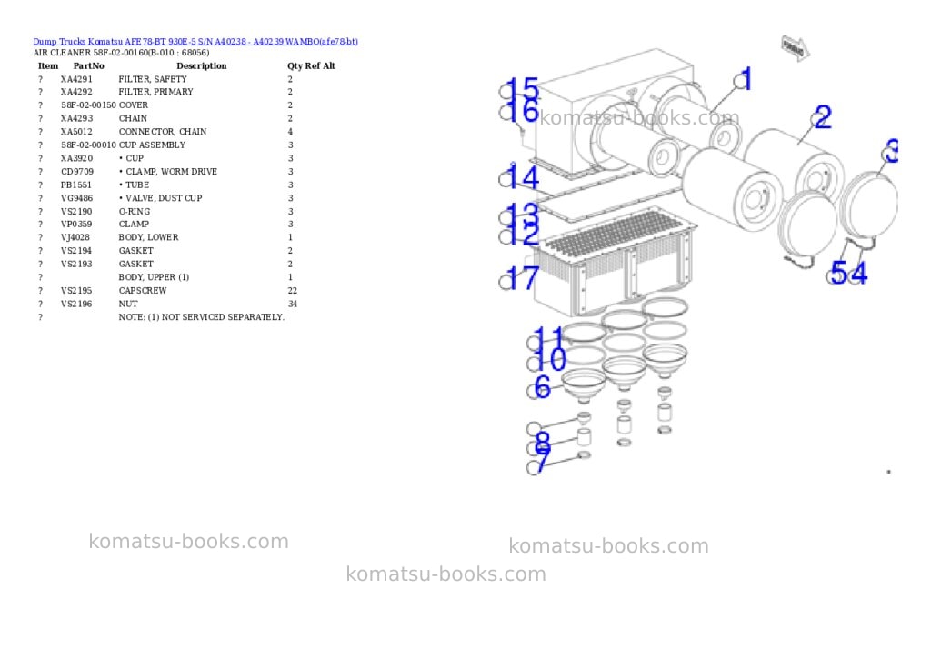 Komatsu AFE78-BT 930E-5 S/N A40238 - A40239 WAMBO Parts catalog cover Page 5