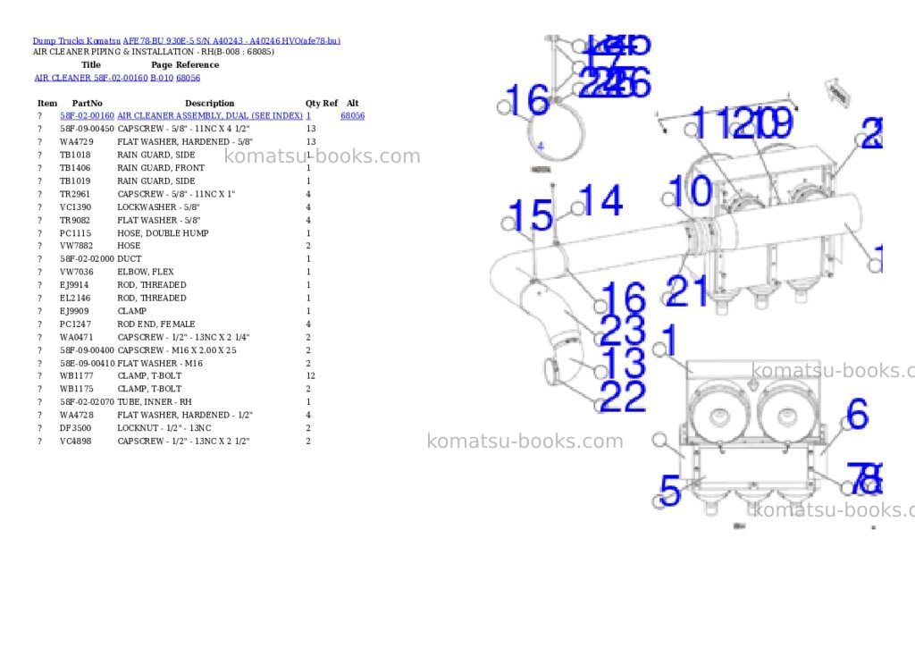 Komatsu AFE78-BU 930E-5 S/N A40243 - A40246 HVO Parts catalog cover Page 4