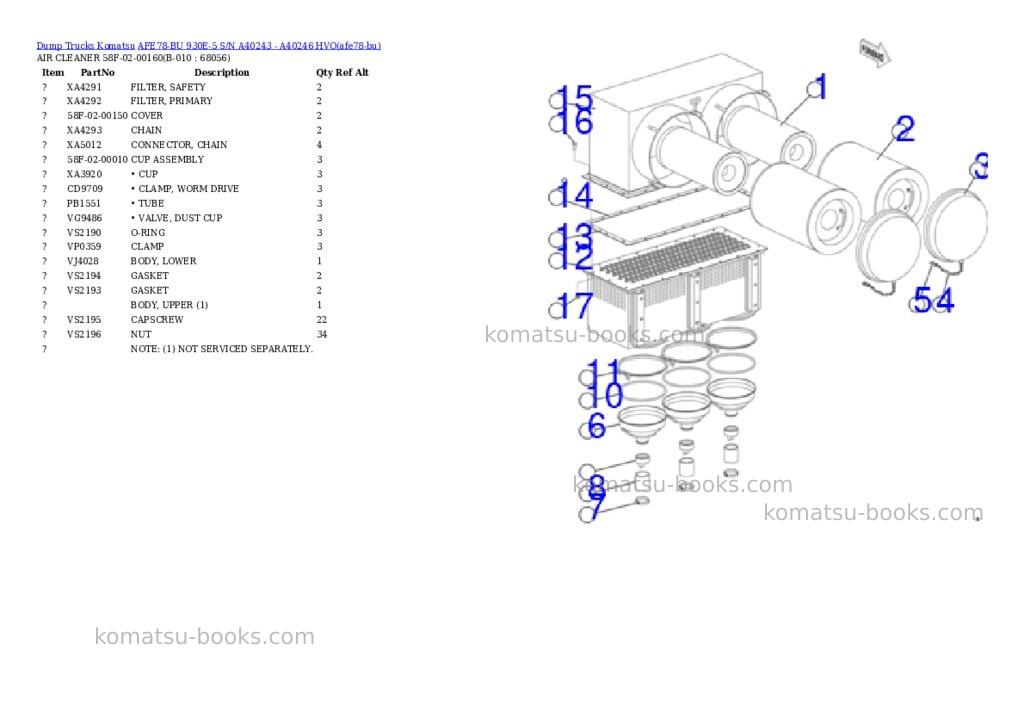 Komatsu AFE78-BU 930E-5 S/N A40243 - A40246 HVO Parts catalog cover Page 5