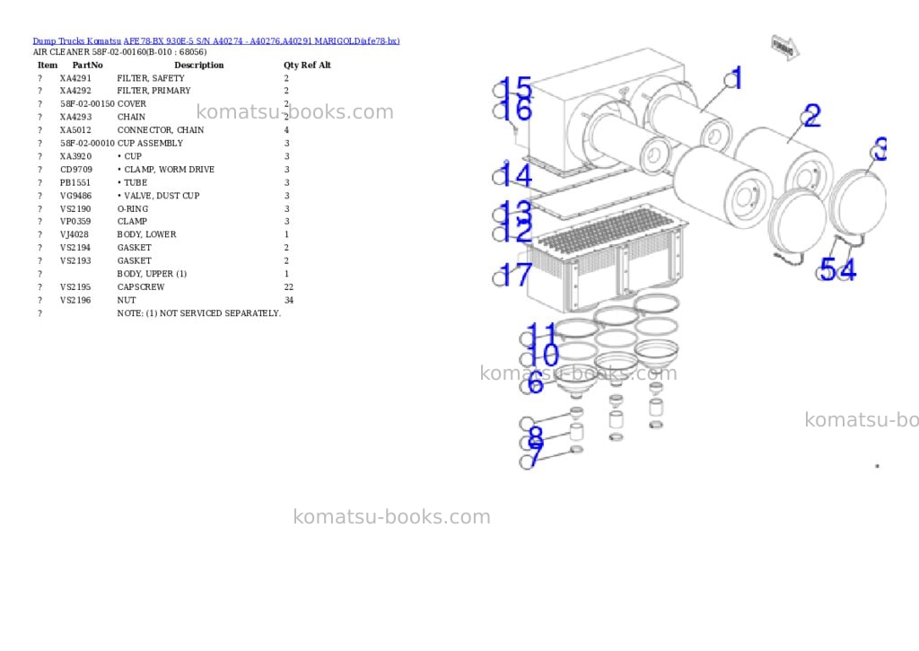Komatsu AFE78-BX 930E-5 S/N A40274 - A40276,A40291 MARIGOLD Parts catalog cover Page 5 Komatsu AFE78-BX 930E-5 S/N A40274 - A40276,A40291 MARIGOLD Parts catalog cover Page 5