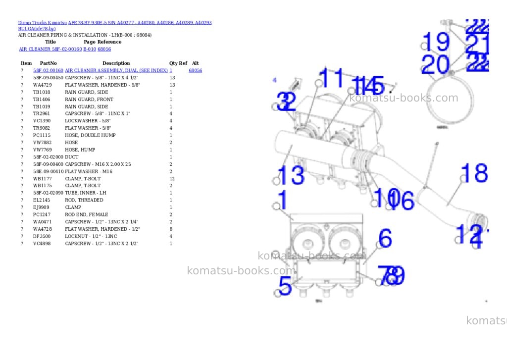 Komatsu AFE78-BY 930E-5 S/N A40277 - A40280, A40286, A40289, A40293 BULGA Parts catalog cover Page 3