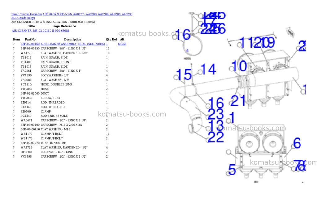 Komatsu AFE78-BY 930E-5 S/N A40277 - A40280, A40286, A40289, A40293 BULGA Parts catalog cover Page 4
