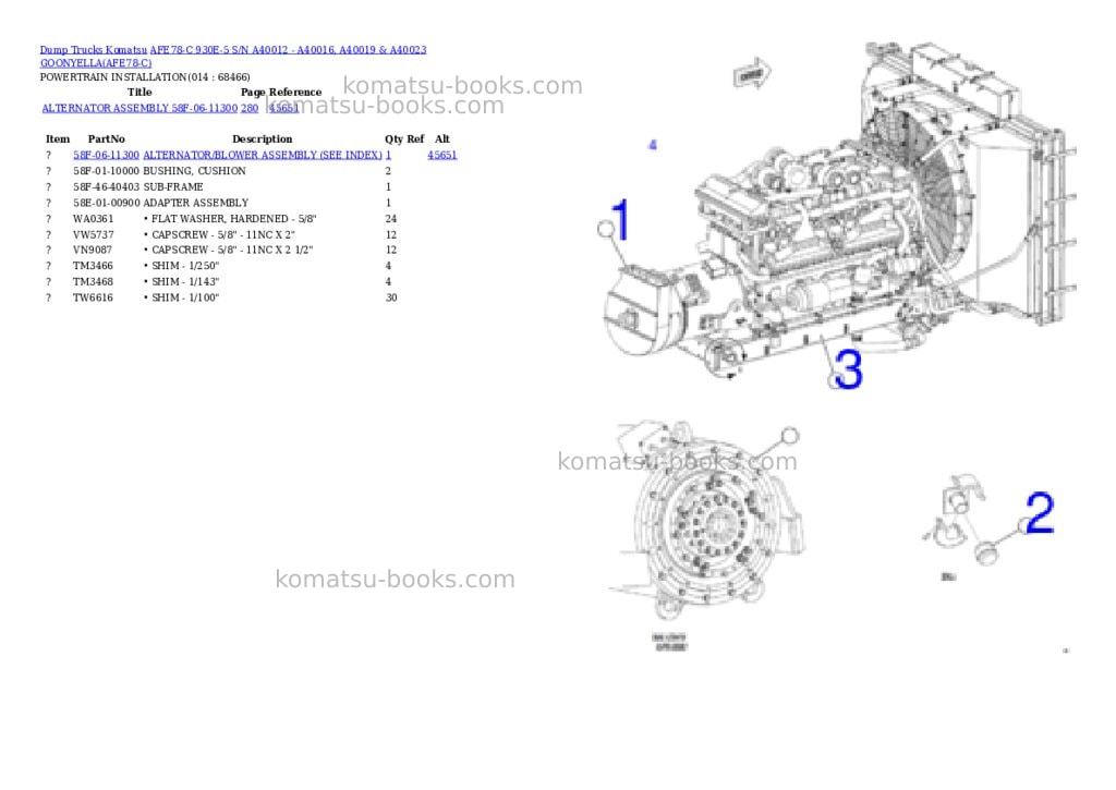 Komatsu afe78-c 930e-5 s/n a40012 - a40016, a40019 & a40023 goonyella Parts catalog cover Page 7