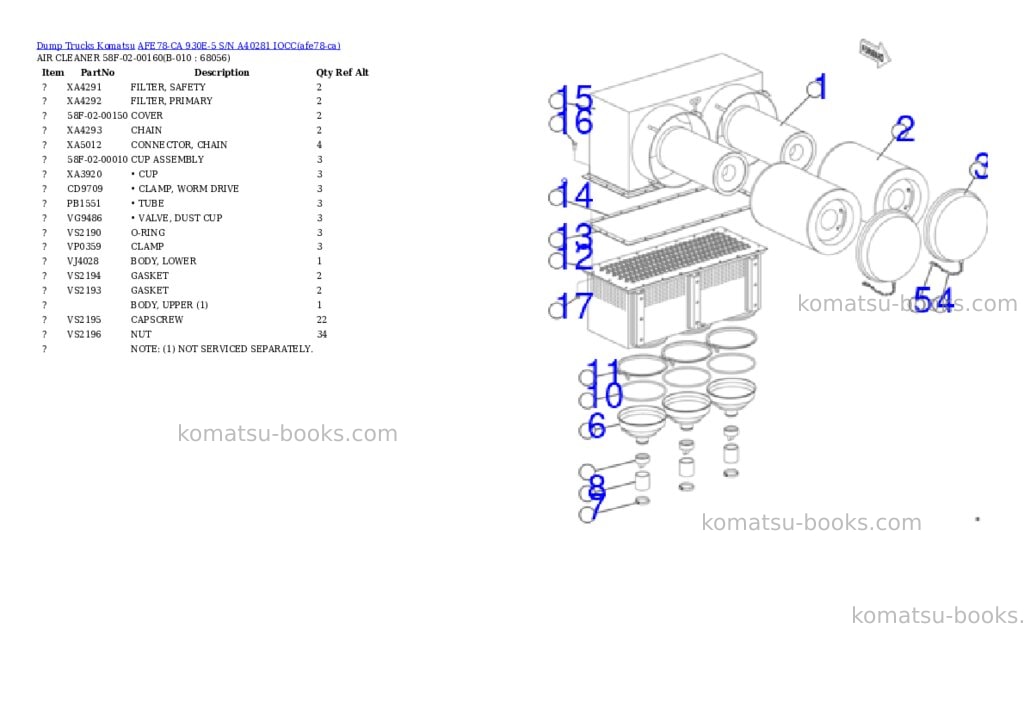 Komatsu AFE78-CA 930E-5 S/N A40281 IOCC Parts catalog cover Page 5 Komatsu AFE78-CA 930E-5 S/N A40281 IOCC Parts catalog cover Page 5