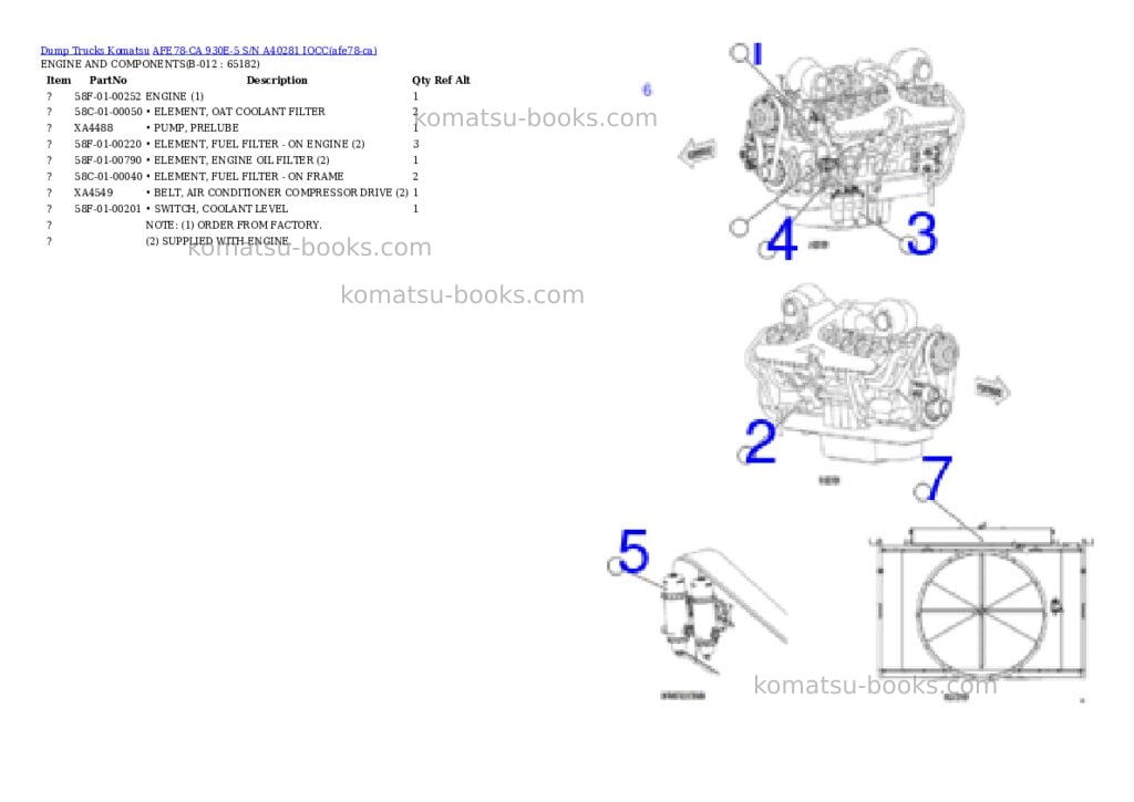 Komatsu AFE78-CA 930E-5 S/N A40281 IOCC Parts catalog cover Page 6 Komatsu AFE78-CA 930E-5 S/N A40281 IOCC Parts catalog cover Page 6