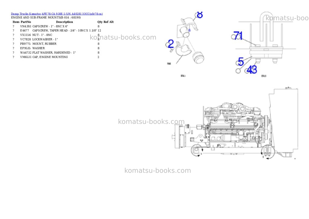 Komatsu AFE78-CA 930E-5 S/N A40281 IOCC Parts catalog cover Page 7 Komatsu AFE78-CA 930E-5 S/N A40281 IOCC Parts catalog cover Page 7