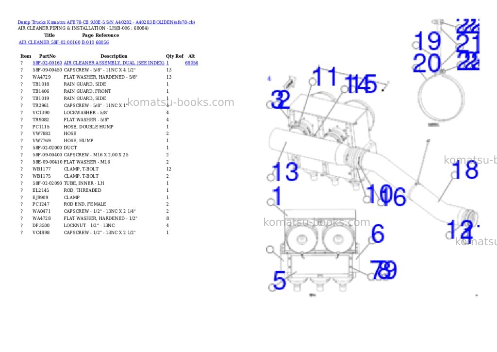 Komatsu AFE78-CB 930E-5 S/N A40282 - A40283 BOLIDEN Parts catalog cover Page 3