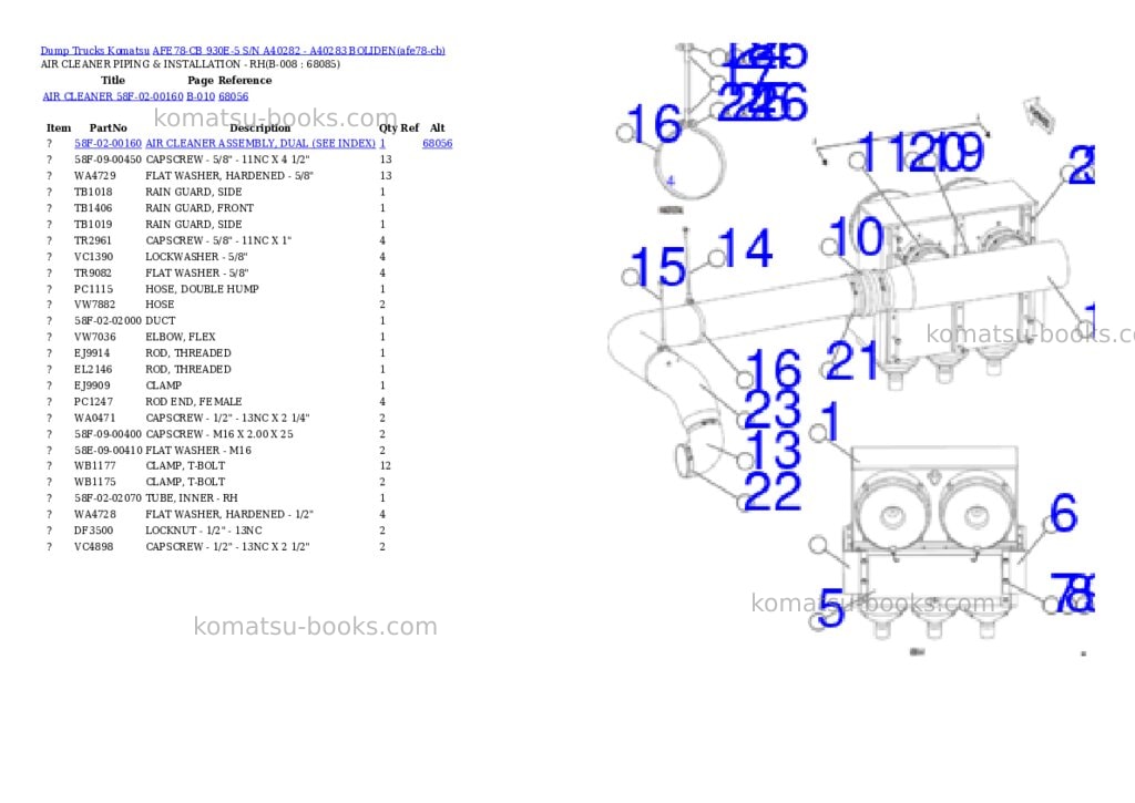 Komatsu AFE78-CB 930E-5 S/N A40282 - A40283 BOLIDEN Parts catalog cover Page 4