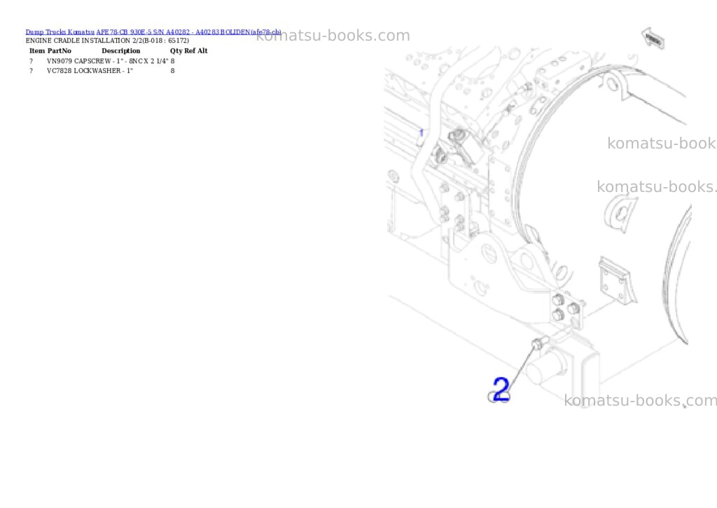 Komatsu AFE78-CB 930E-5 S/N A40282 - A40283 BOLIDEN Parts catalog cover Page 9