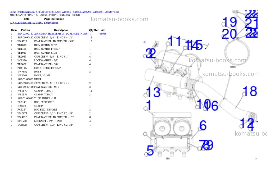 Komatsu AFE78-CD 930E-5 S/N A40294 - A40295,A40299 - A40300 HVO Parts catalog cover Page 3 Komatsu AFE78-CD 930E-5 S/N A40294 - A40295,A40299 - A40300 HVO Parts catalog cover Page 3