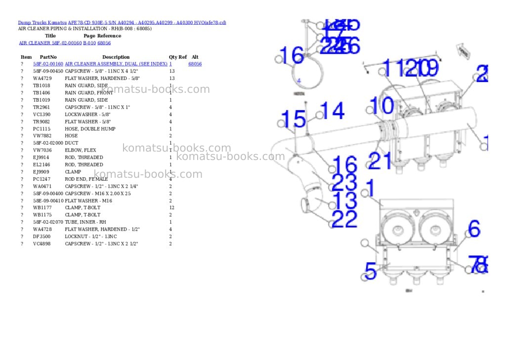 Komatsu AFE78-CD 930E-5 S/N A40294 - A40295,A40299 - A40300 HVO Parts catalog cover Page 4 Komatsu AFE78-CD 930E-5 S/N A40294 - A40295,A40299 - A40300 HVO Parts catalog cover Page 4