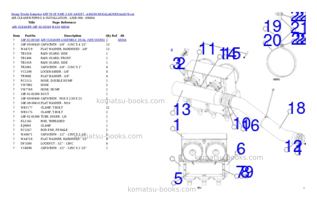 Komatsu AFE78-CE 930E-5 S/N A40297 - A40298 MOGALAKWENA Parts catalog cover Page 2 Komatsu AFE78-CE 930E-5 S/N A40297 - A40298 MOGALAKWENA Parts catalog cover Page 2