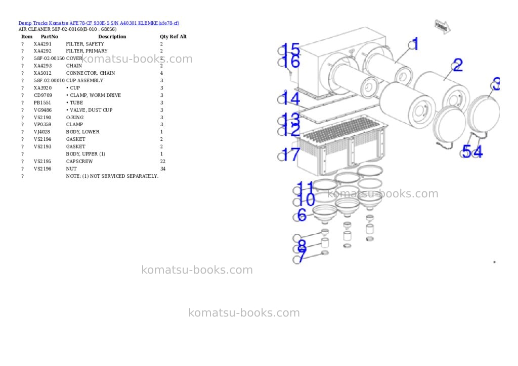 Komatsu AFE78-CF 930E-5 S/N A40301 KLEMKE Parts catalog cover Page 5