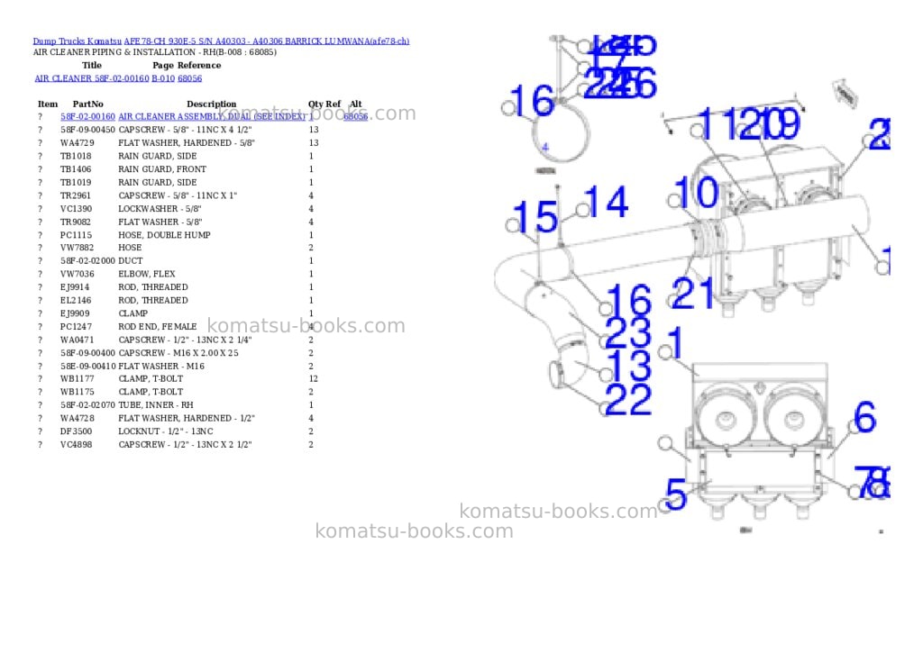 Komatsu AFE78-CH 930E-5 S/N A40303 - A40306 BARRICK LUMWANA Parts catalog cover Page 4