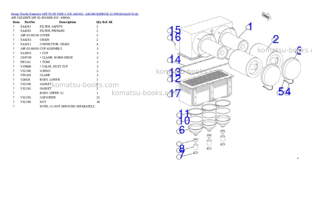 Komatsu AFE78-CH 930E-5 S/N A40303 - A40306 BARRICK LUMWANA Parts catalog cover Page 5