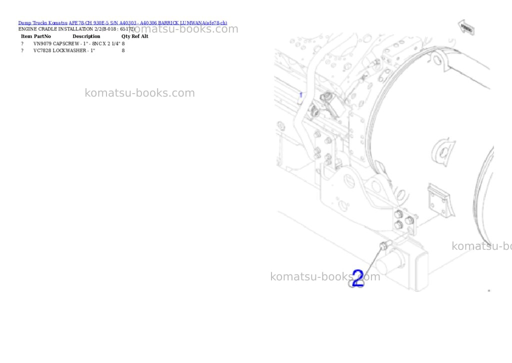 Komatsu AFE78-CH 930E-5 S/N A40303 - A40306 BARRICK LUMWANA Parts catalog cover Page 9