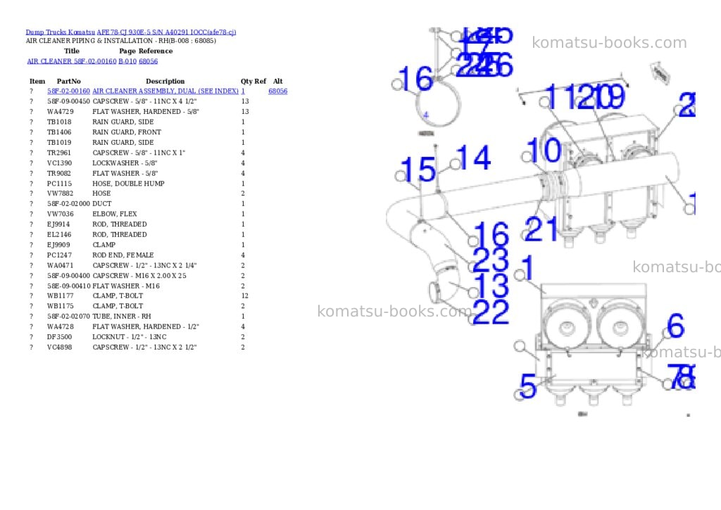Komatsu AFE78-CJ 930E-5 S/N A40291 IOCC Parts catalog cover Page 4 Komatsu AFE78-CJ 930E-5 S/N A40291 IOCC Parts catalog cover Page 4
