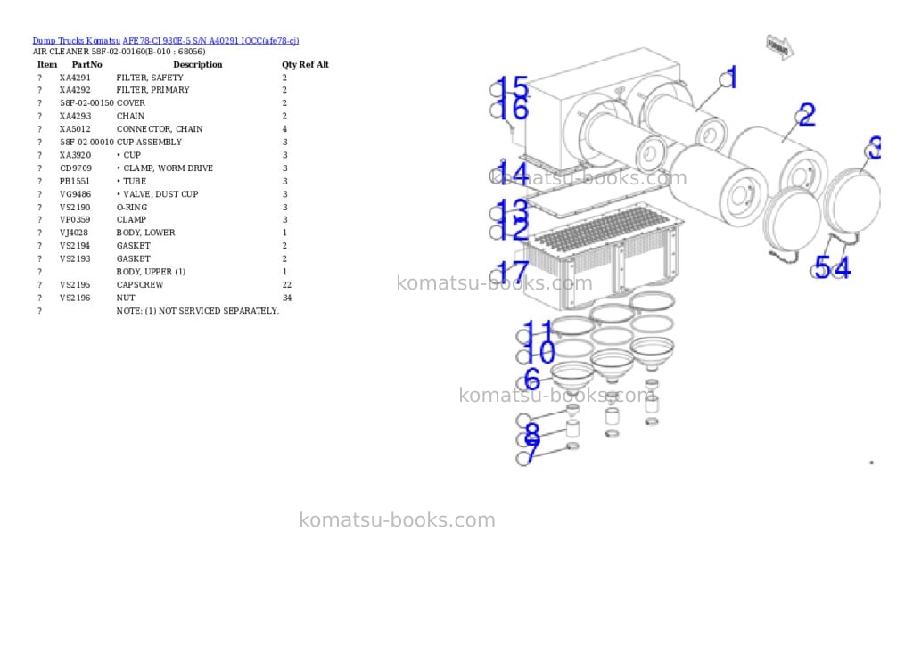 Komatsu AFE78-CJ 930E-5 S/N A40291 IOCC Parts catalog cover Page 5 Komatsu AFE78-CJ 930E-5 S/N A40291 IOCC Parts catalog cover Page 5