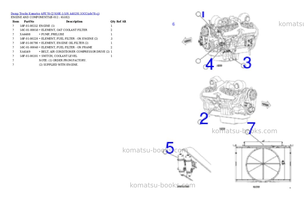 Komatsu AFE78-CJ 930E-5 S/N A40291 IOCC Parts catalog cover Page 6 Komatsu AFE78-CJ 930E-5 S/N A40291 IOCC Parts catalog cover Page 6