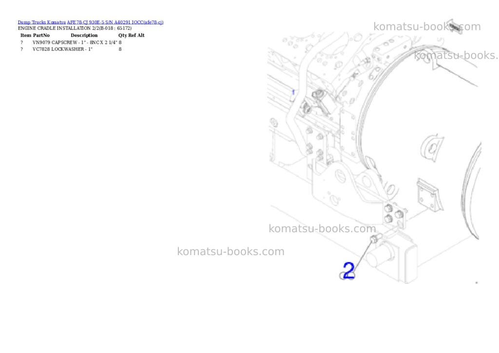Komatsu AFE78-CJ 930E-5 S/N A40291 IOCC Parts catalog cover Page 9 Komatsu AFE78-CJ 930E-5 S/N A40291 IOCC Parts catalog cover Page 9
