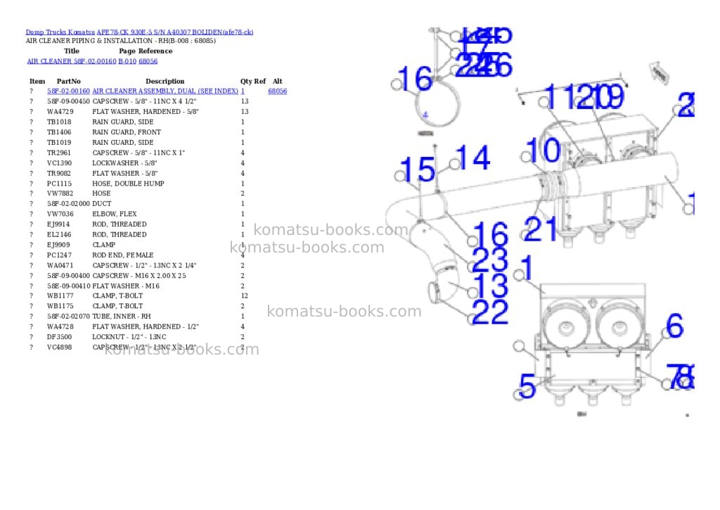 Komatsu AFE78-CK 930E-5 S/N A40307 BOLIDEN Parts catalog cover Page 4