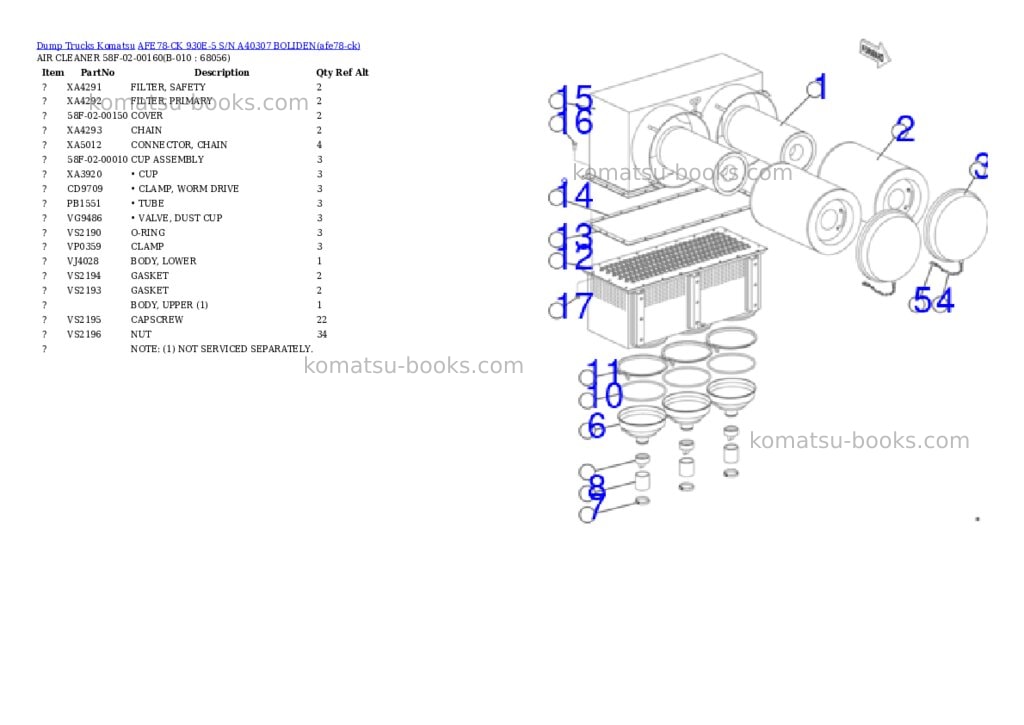 Komatsu AFE78-CK 930E-5 S/N A40307 BOLIDEN Parts catalog cover Page 5