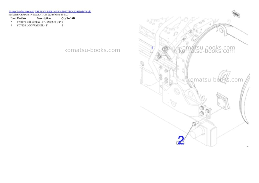 Komatsu AFE78-CK 930E-5 S/N A40307 BOLIDEN Parts catalog cover Page 9