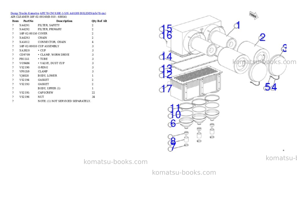 Komatsu AFE78-CM 930E-5 S/N A40309 BOLIDEN Parts catalog cover Page 2