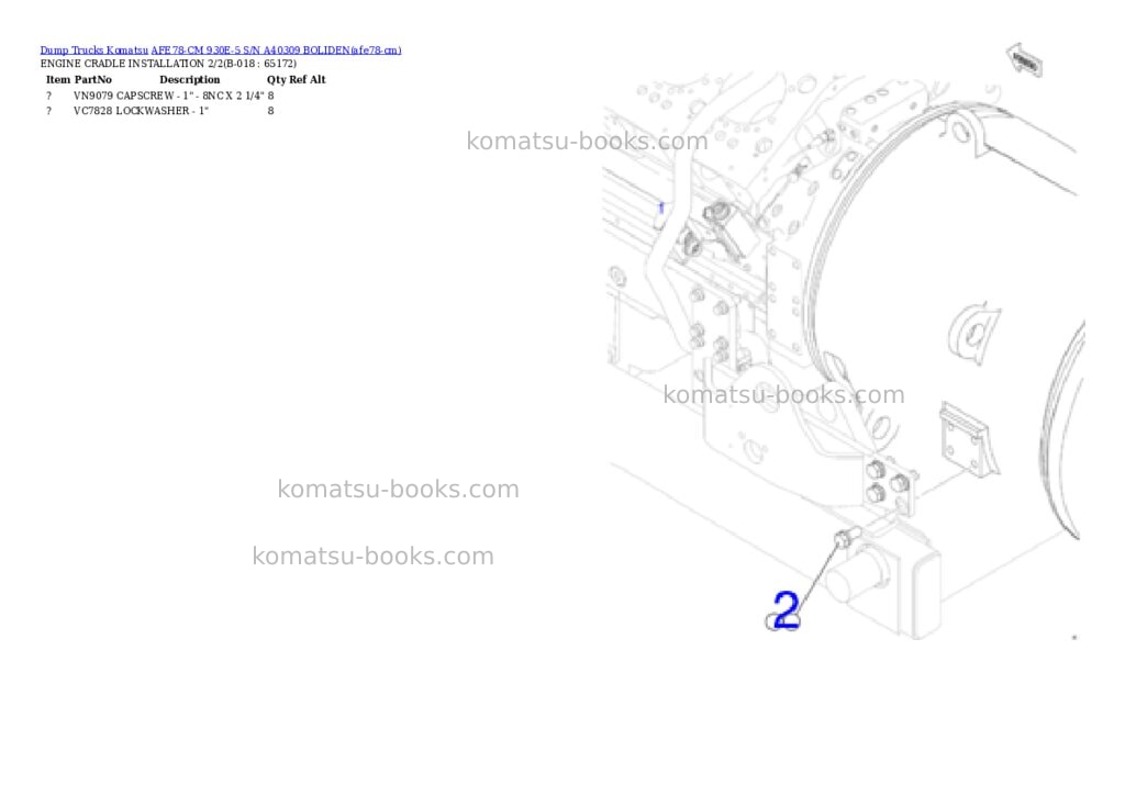 Komatsu AFE78-CM 930E-5 S/N A40309 BOLIDEN Parts catalog cover Page 6