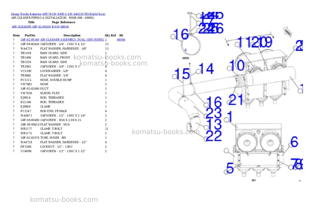Komatsu AFE78-CN 930E-5 S/N A40310 TECK Parts catalog cover Page 4