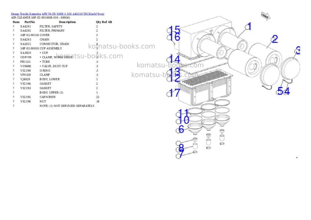 Komatsu AFE78-CN 930E-5 S/N A40310 TECK Parts catalog cover Page 5