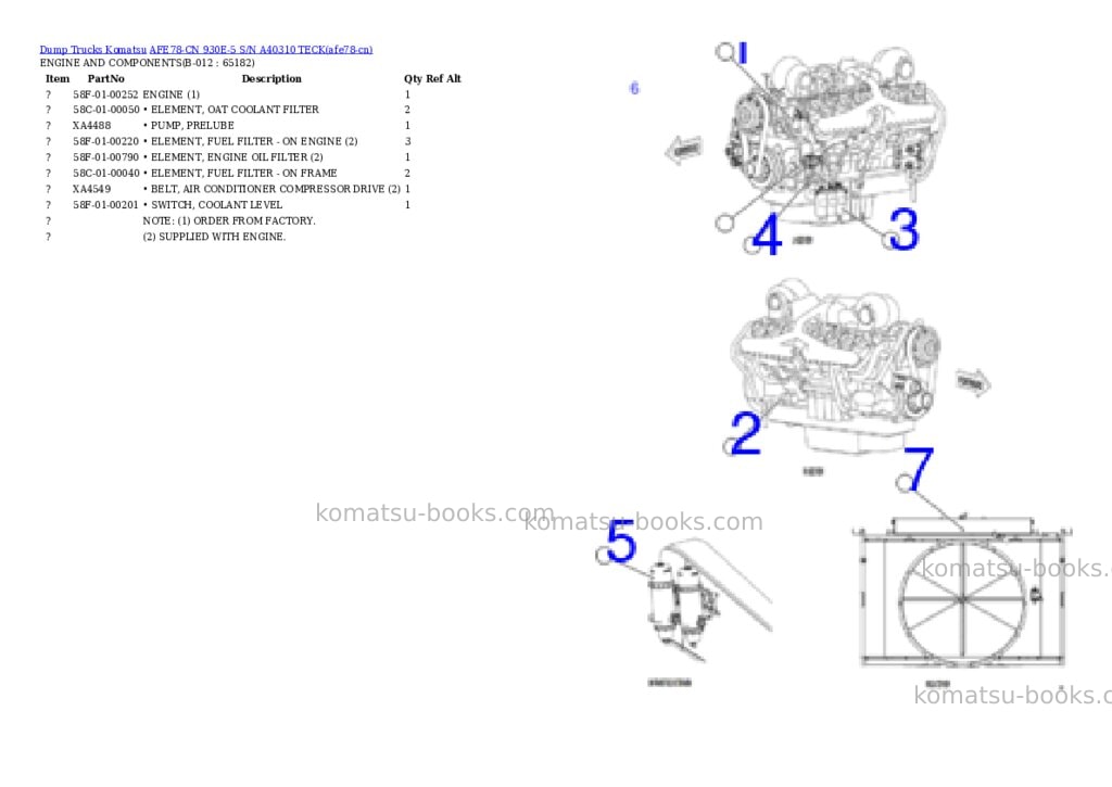 Komatsu AFE78-CN 930E-5 S/N A40310 TECK Parts catalog cover Page 6