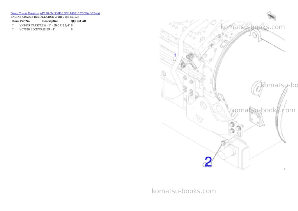Komatsu AFE78-CN 930E-5 S/N A40310 TECK Parts catalog cover Page 9
