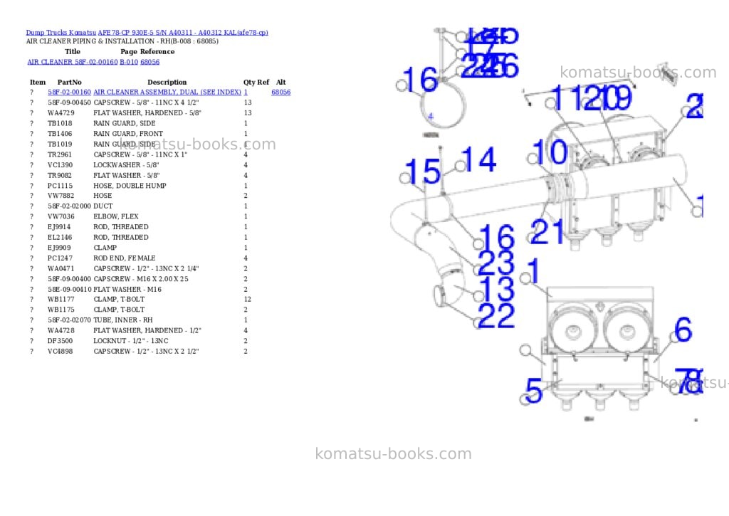 Komatsu AFE78-CP 930E-5 S/N A40311 - A40312 KAL Parts catalog cover Page 4
