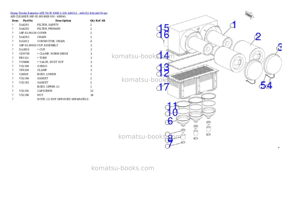 Komatsu AFE78-CP 930E-5 S/N A40311 - A40312 KAL Parts catalog cover Page 5
