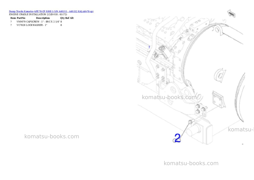 Komatsu AFE78-CP 930E-5 S/N A40311 - A40312 KAL Parts catalog cover Page 9