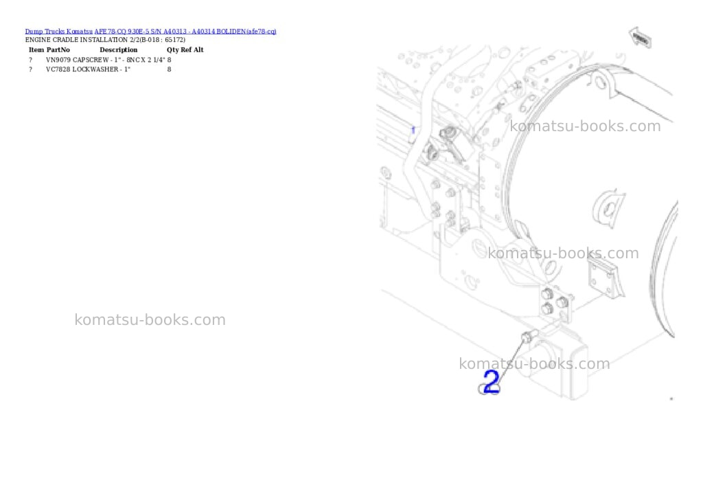 Komatsu AFE78-CQ 930E-5 S/N A40313 - A40314 BOLIDEN Parts catalog cover Page 9
