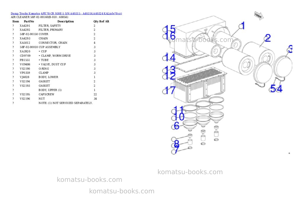 Komatsu AFE78-CR 930E-5 S/N A40315 - A40316,A40324 KAL Parts catalog cover Page 5 Komatsu AFE78-CR 930E-5 S/N A40315 - A40316,A40324 KAL Parts catalog cover Page 5