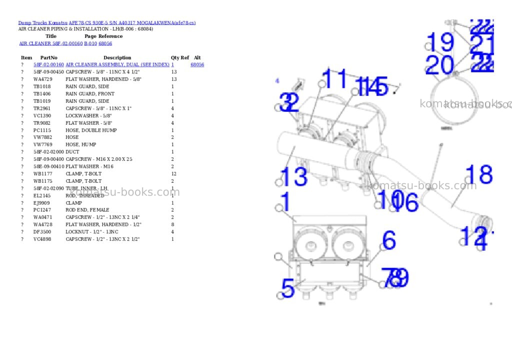 Komatsu AFE78-CS 930E-5 S/N A40317 MOGALAKWENA Parts catalog cover Page 3 Komatsu AFE78-CS 930E-5 S/N A40317 MOGALAKWENA Parts catalog cover Page 3