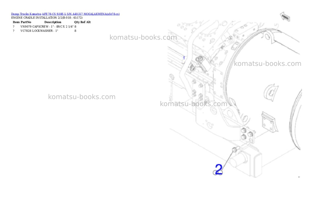 Komatsu AFE78-CS 930E-5 S/N A40317 MOGALAKWENA Parts catalog cover Page 9 Komatsu AFE78-CS 930E-5 S/N A40317 MOGALAKWENA Parts catalog cover Page 9