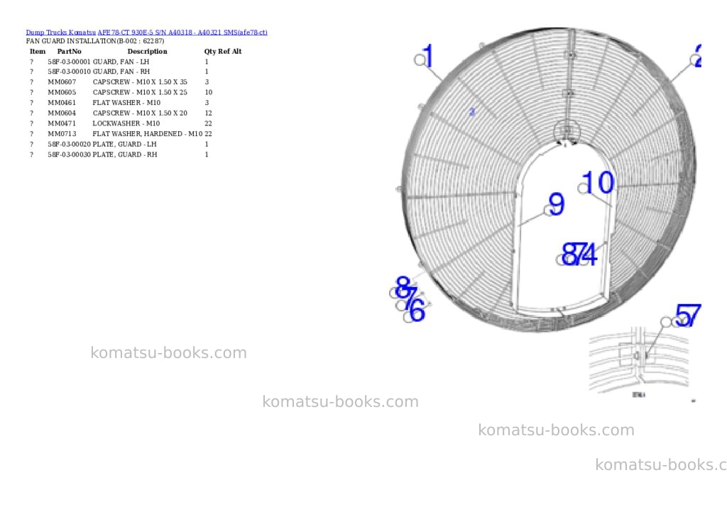 Komatsu AFE78-CT 930E-5 S/N A40318 - A40321 SMS Parts catalog cover Komatsu AFE78-CT 930E-5 S/N A40318 - A40321 SMS Parts catalog cover