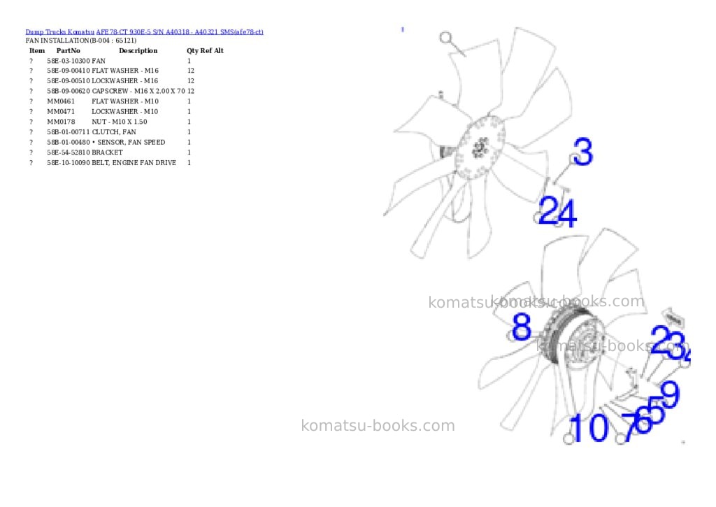 Komatsu AFE78-CT 930E-5 S/N A40318 - A40321 SMS Parts catalog cover Page 2 Komatsu AFE78-CT 930E-5 S/N A40318 - A40321 SMS Parts catalog cover Page 2